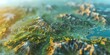 © tashechka - A highly detailed miniature landscape portraying a sunlit mountain range with rivers and greenery.