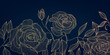 Vector fancy flowers illustration, line luxury floral background. Elegant plant wallpaper, wedding card. Bloom, roses, peonies nature decoration