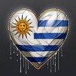 heart painted with Republic of the Uruguay flag , generated by AI