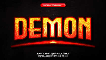 Demon editable text effect template, shiny futuristic modern style typeface, premium vector