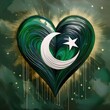 heart painted with Pakistan flag , generated by AI