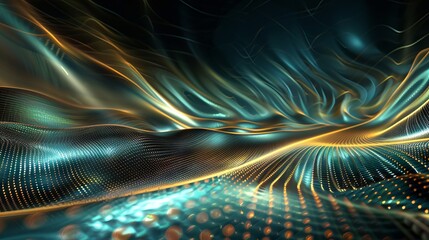 Canvas Print - Abstract futuristic technology background with dynamic lines and glowing circuits - computer generated illustration of cybernetic landscape
