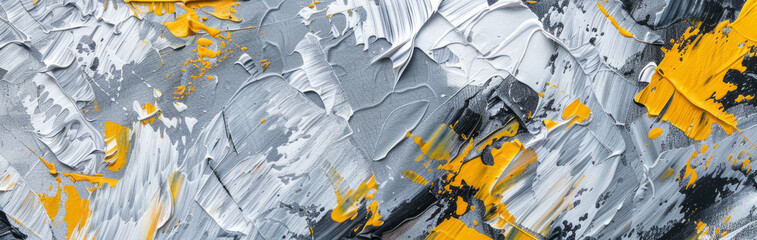 Wall Mural - Abstract white, yellow and black painting, background or pattern, creative design template with copyspace