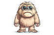 Cartoon smiling yeti or bigfoot hairy character on isolated white background. Funny monster toy