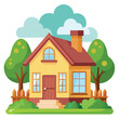 colorful illustration of villa house