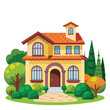 colorful illustration of villa house