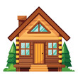 colorful illustration of wooden cabin