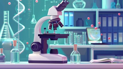 Wall Mural - scientist analyzing microscope slide at laboratory. young woman technician is examining a histologic