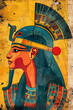 Art Deco Vintage Style Poster with Ancient Egyptian Pharaoh and Palm Trees