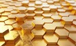 Gold honeycomb icon - 3D hexagonal golden light effect