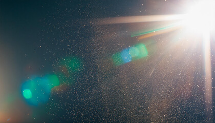 Wall Mural - designed film texture background with heavy grain, dust and a light leak real lens flare shot in stu