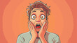 Shocked young man on color background Vectot style vector