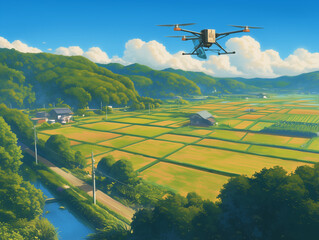 Wall Mural - landscape with airplane