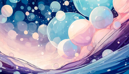 Wall Mural - abstract bubbles background, watercolor paint