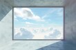 Vibrant Sky View through Large Window in Concrete Room
