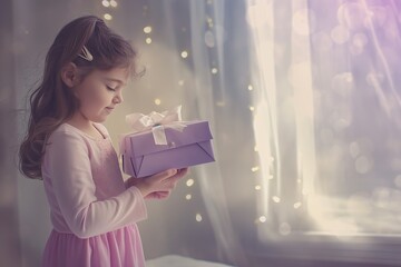 Wall Mural - girl with present for her mother 