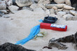 Plastic Trash and Refuse Washed Up on Beach