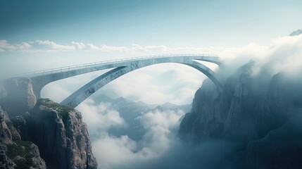 Bridging Business Challenges: Unity in Diversity. well-constructed bridge spans a dramatic gorge under a clear, expansive sky