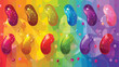 Different jelly beans on color background Vectot styl