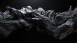 Abstract wavy aesthetic surface. Black flexible shape on black background. Three-dimensional visual effect. Inspiration mix of 3d art and fluid art. Abstract trendy wallpaper