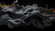 Abstract wavy aesthetic surface. Black flexible shape on black background. Three-dimensional visual effect. Inspiration mix of 3d art and fluid art. Abstract luxury wallpaper