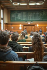 Wall Mural - college classroom with students. ai generated