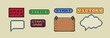 Pixel art frames. Retro 8 bit buttons, arrows, speech bubble messages and quote frame. Game UI vector template set of pixel game frame, 8 bit message illustration