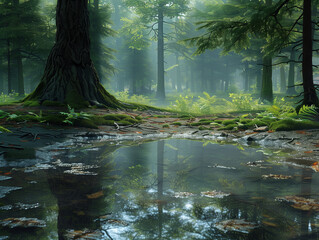 Wall Mural - morning in the forest