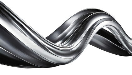 Wall Mural - Abstract fluid metal bent form. Metallic shiny curved wave in motion. Cut out design element steel texture effect.