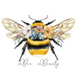 Apparel vector fashion print with realistic bumblebee be beauty