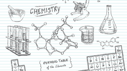 hand drawn chemistry background textures