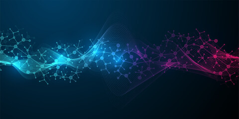 Aufkleber - DNA Abstract Background Structure For Science Research and Gene genetic, Healthcare, and Medicine Design. Vector Illustration