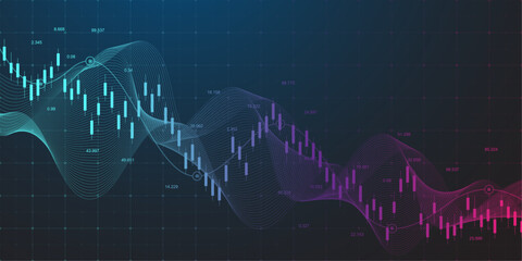 Poster - Stock market or forex trading graph in graphic concept for financial investment or economic trends business idea design. Worldwide finance background. Vector illustration