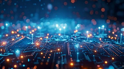 Poster - Illuminated Circuit Board Close-Up Showcasing Technology and Connectivity