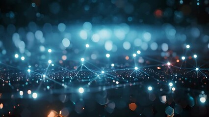 Poster - Abstract Network of Blue Lights and Connections Against Dark Background