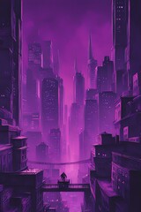 Wall Mural - Generative AI. Gritty Cyberpunk Cityscape Infused With Retro Flair T-shirt Design
