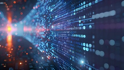 Poster - Close-Up of Binary Code on Digital Screen With Bokeh Light Effects