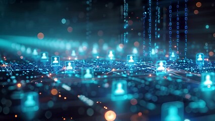 Poster - Futuristic Cybersecurity Network With Glowing Padlock Symbols