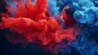 © graphito - Experience the dynamic interplay of acrylic blue and red hues merging in water, creating captivating ink blots that adorn an abstract black backdrop, each detail rendered with lifelike realism in HD