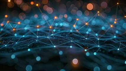 Poster - Abstract Network of Connected Points and Lines With Blue Highlights