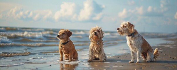 Wall Mural - dogs on the beach