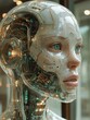 stunning future technology human combine engine robot ai realistic skin surface cover robotic human closeup face