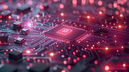 Poster - Close Up of a Computer Chip on a Circuit Board