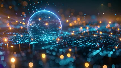 Poster - Digital Network Sphere Illustrating Data Connectivity in Cyberspace