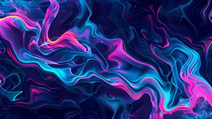 Wall Mural - Vibrant Neon Abstract Liquid Wallpaper with Electric Blue and Magenta Hues