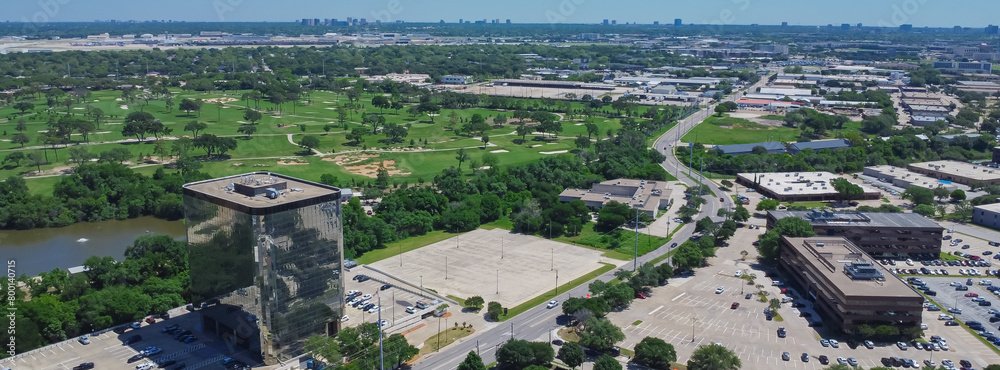 Panorama aerial view urbanized zones, business park in Northwest Dallas ...