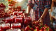 © fivan - Closeup view of a woman preparing delicious strawberry jam