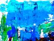 Abstract blue original creative painting. Hand-drawn, impressionism style, color texture, brush strokes of paint