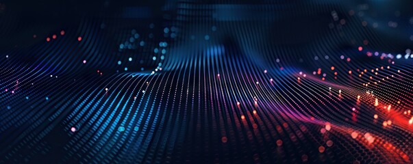 Fototapete - Digital abstract background. Can be used for technological processes, neural networks and AI, digital storages, sound and graphic forms, science, education, etc.