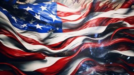 Red white and blue, stars and stripes background abstract